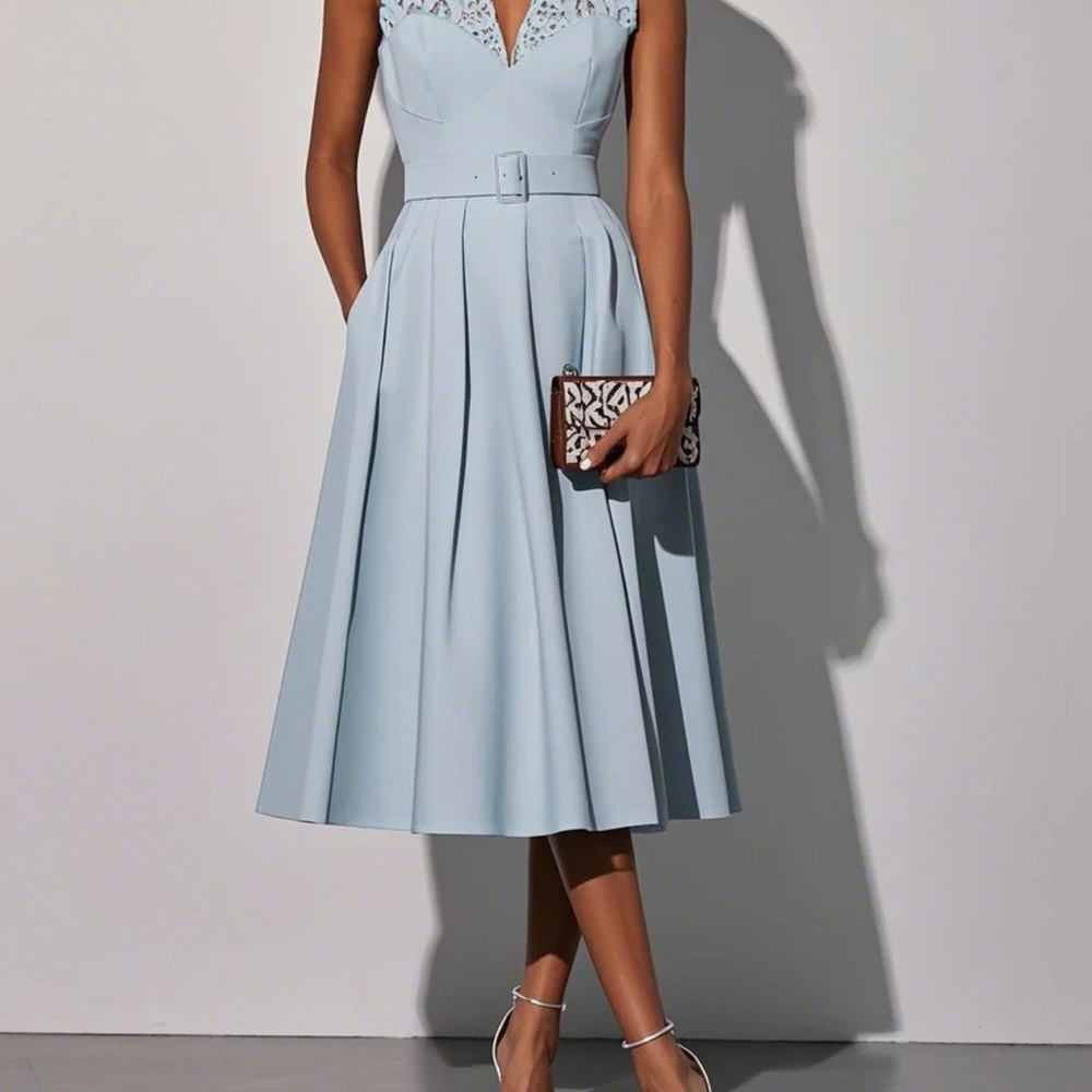 Elegant Blue Midi Dress